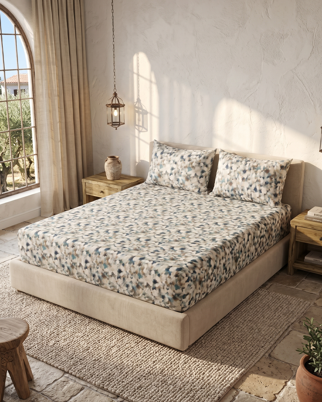 Mauve Splash Pure Cotton Bedding Set