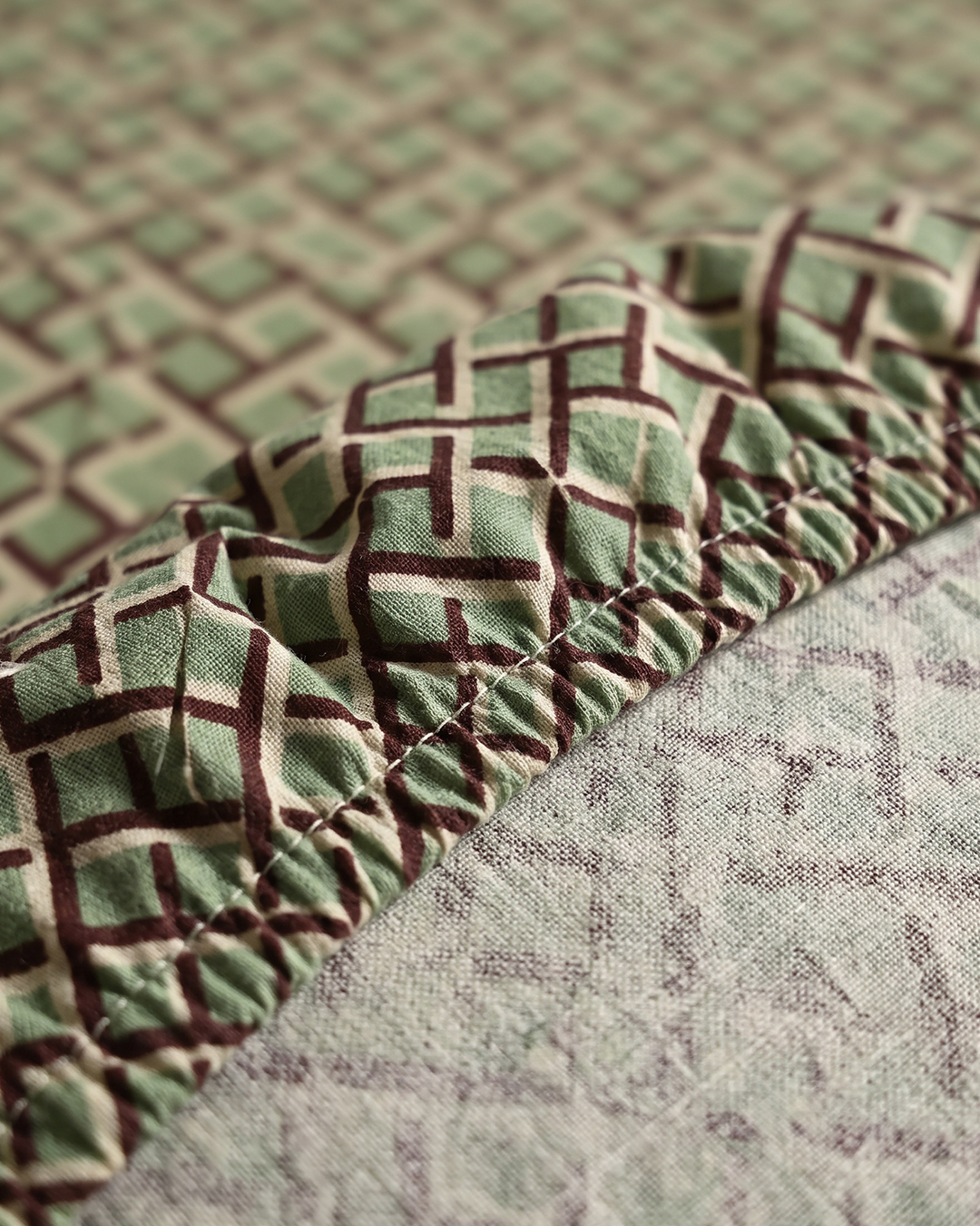 Urban Lattice Cotton Bedding Set – Fitted Sheet + 2 Pillow Covers