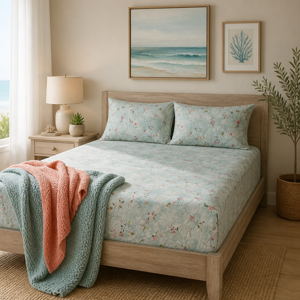 Ivy Bloom Pure Cotton Fitted Sheet Combo