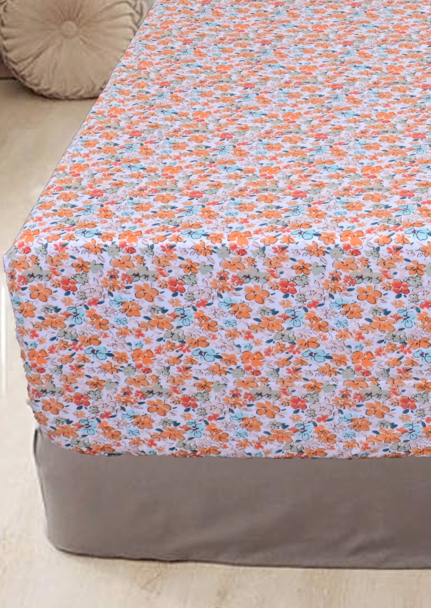 Linen Home Peach Floral Bed Sheet