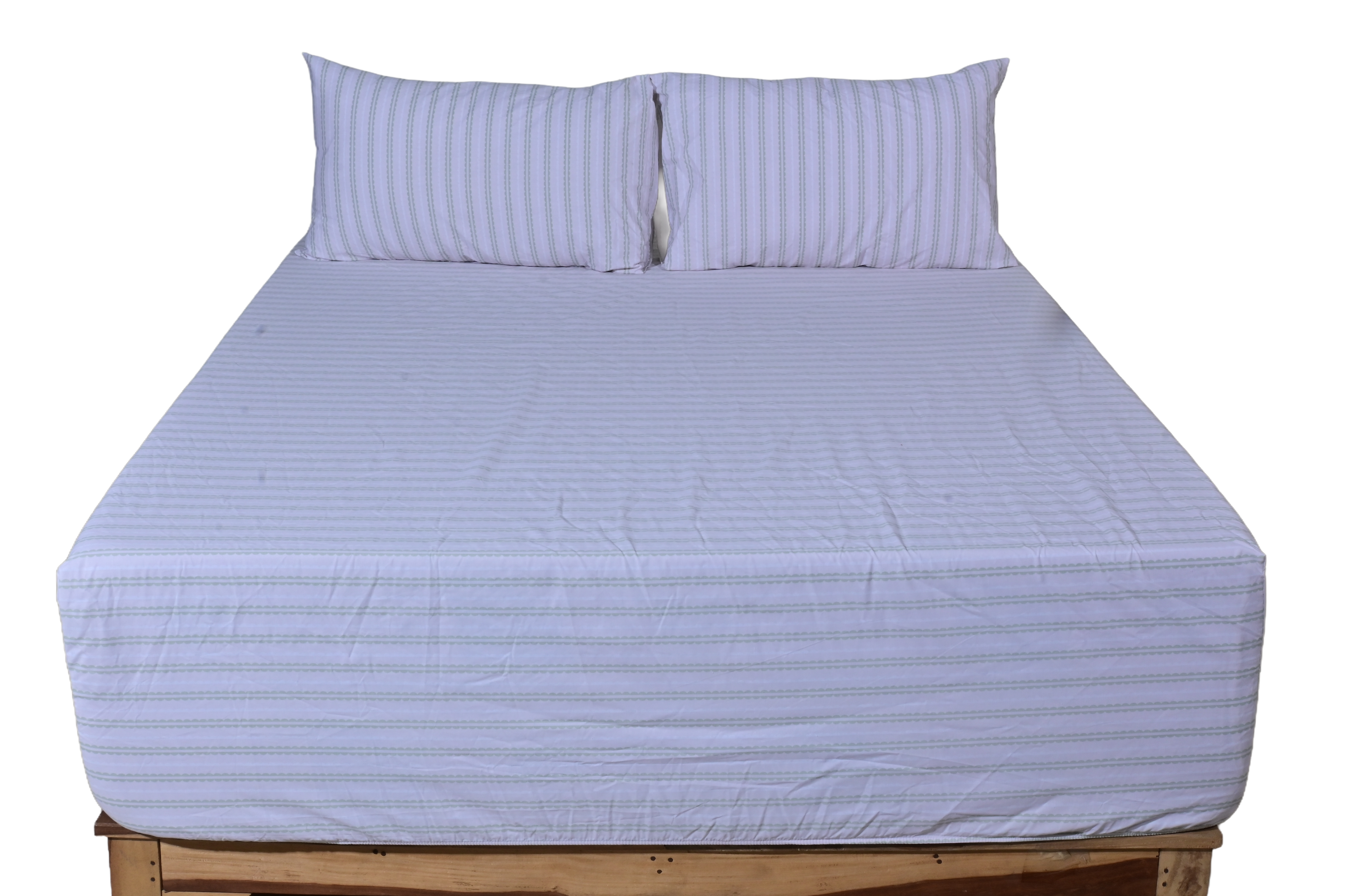 lilac Stripe Pure Cotton Fitted Sheet Combo