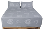 Damask Heart Pure Cotton Fitted Bed Sheet Combo