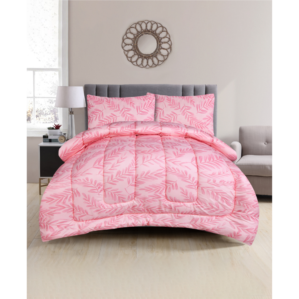 ICF Pink Olea Meadow Single Comforter Set