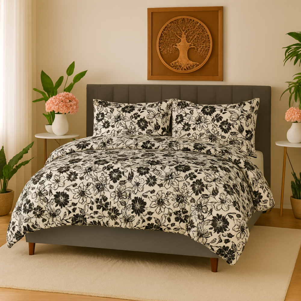 ICF Noir Flore King Size Comforter Set
