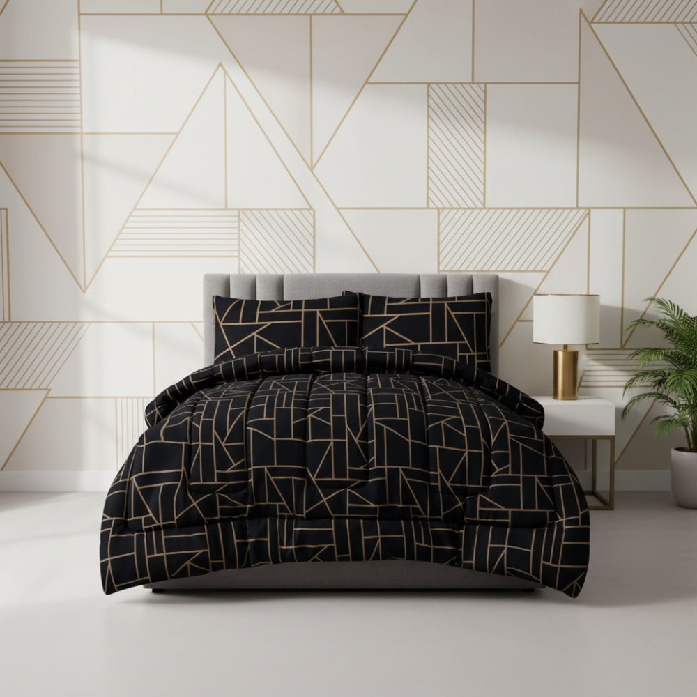 ICF Geo Ligne Doree King Size with Comforter Set