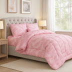ICF Pink Olea Meadow Single Comforter Set