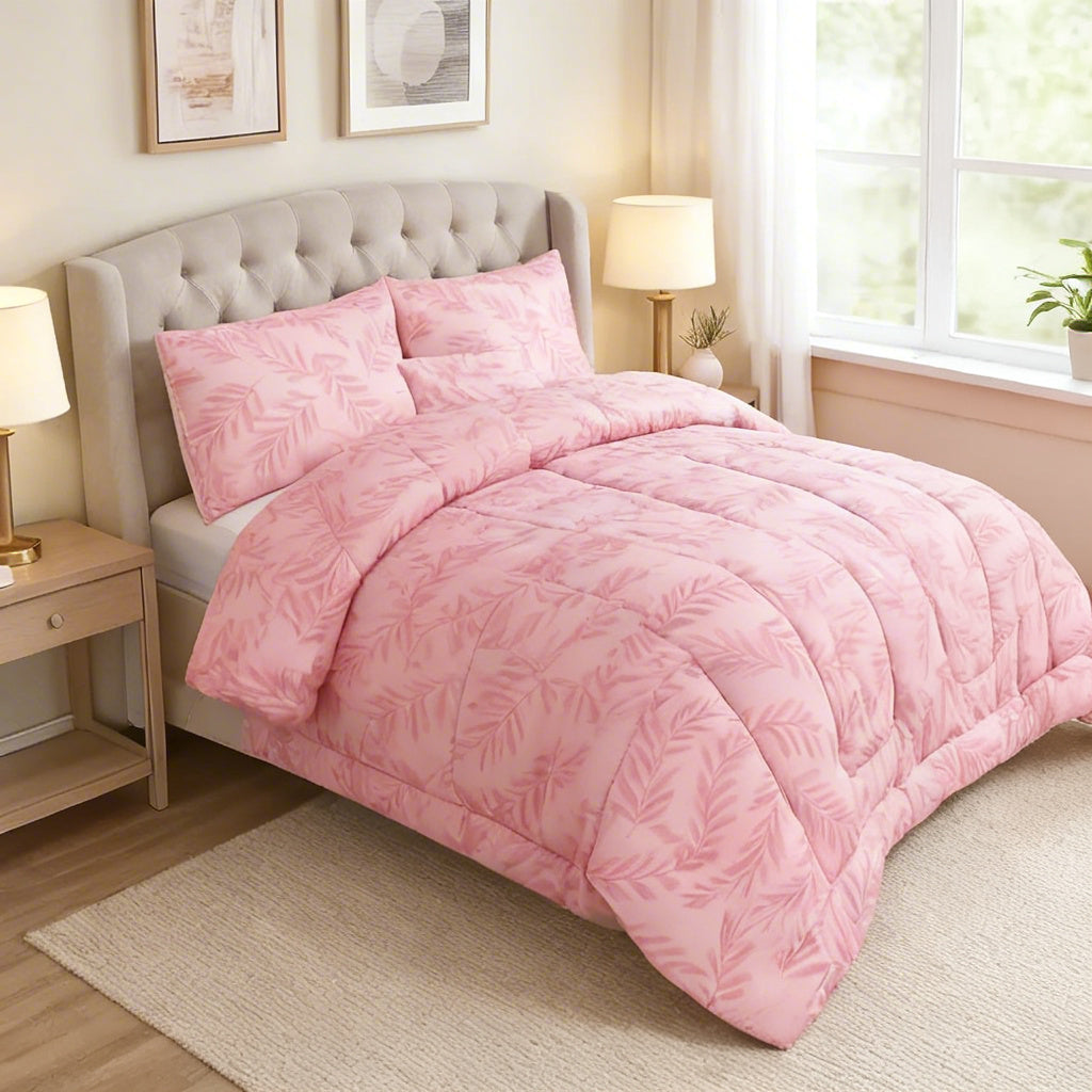 ICF Pink Olea Meadow Single Comforter Set