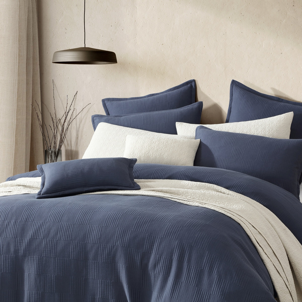 Platinum Caspian Indigo Quilt Cover Set