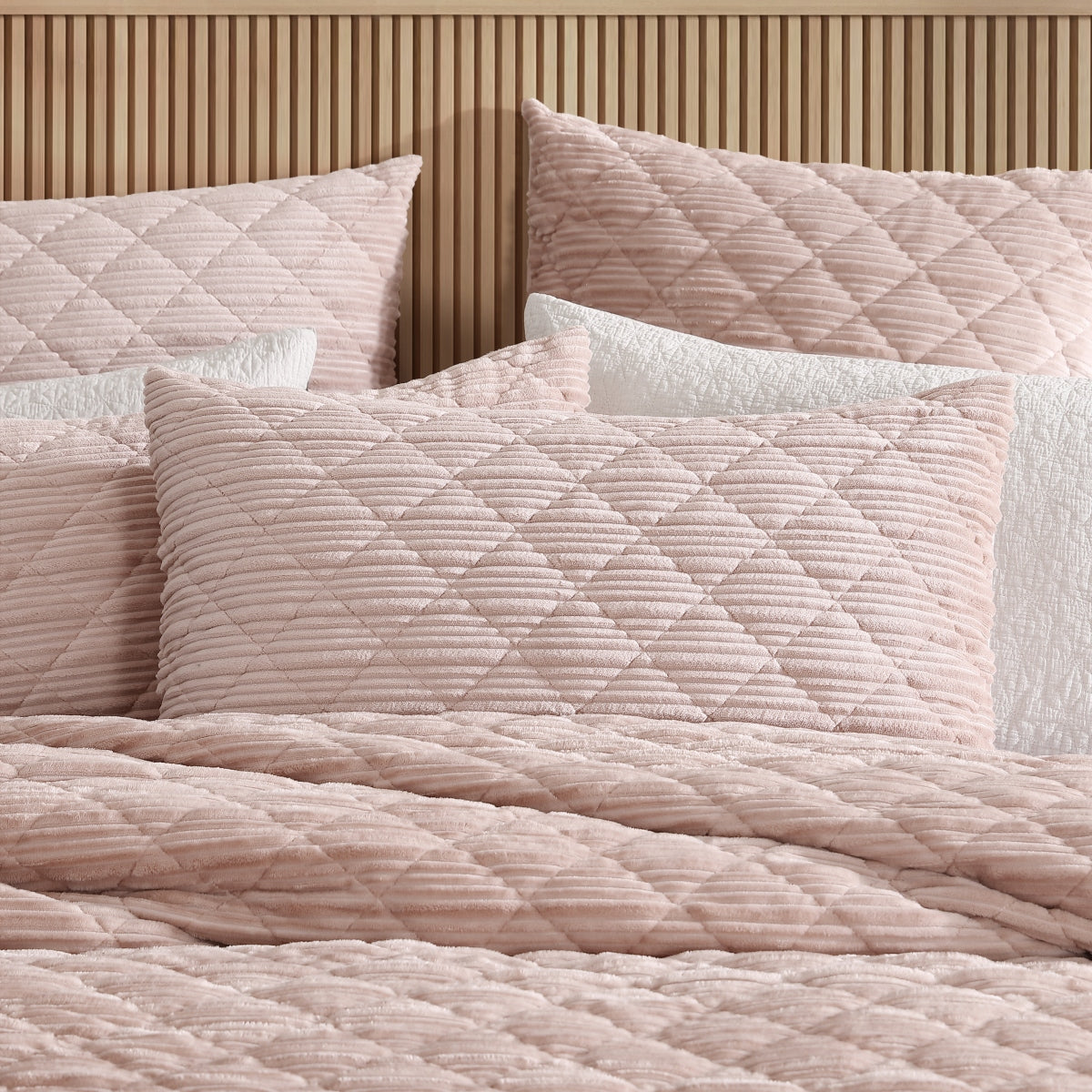 Platinum Corbin Blush Quilted Velvet Quilt Cover Set
