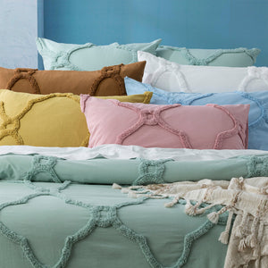 Renee Taylor Moroccan Quilt Cover Tufted Cotton Chenille Set Wood
