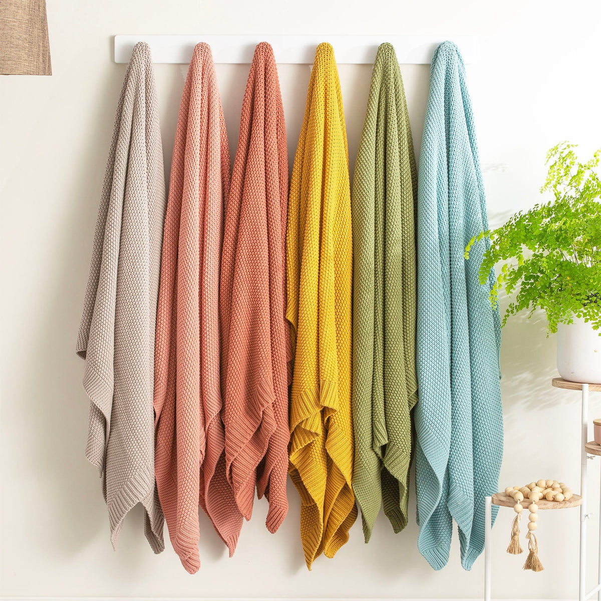 Renee Taylor Throw Cotton Knitted Moss Sage