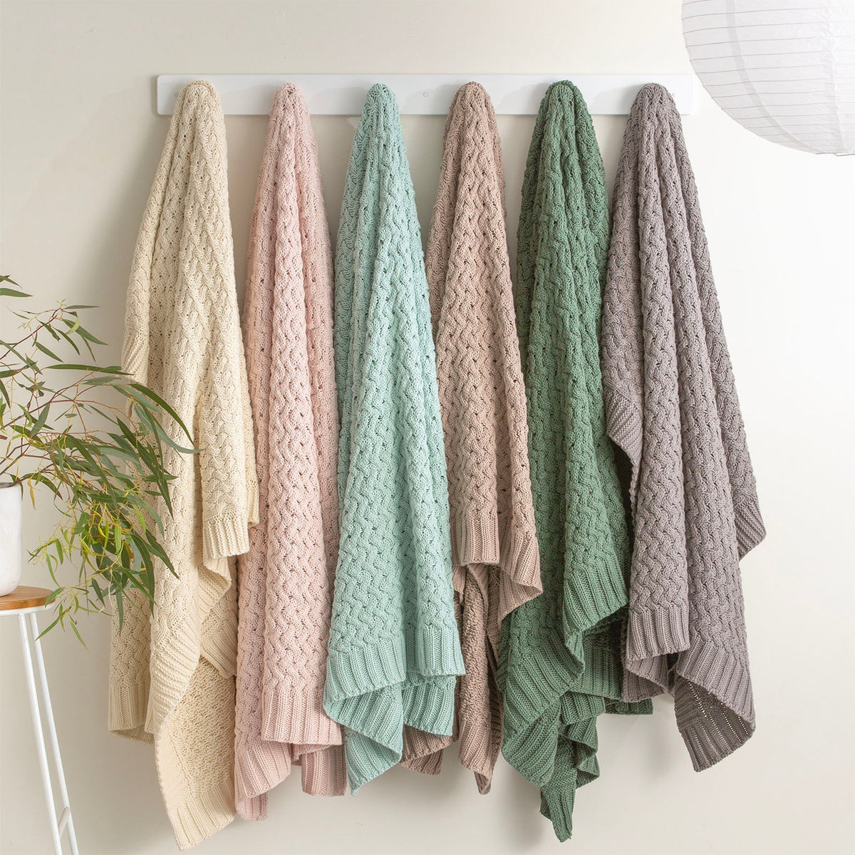 Renee Taylor Throw Cotton Knitted Lenni Primrose