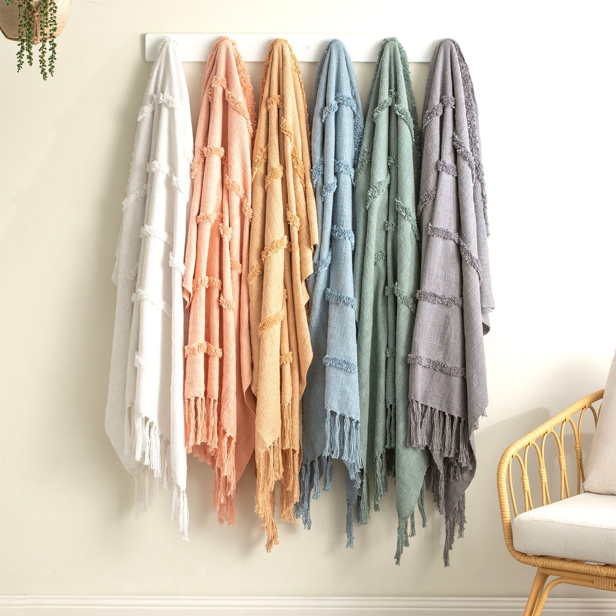 Renee Taylor Throw Cambridge Cotton Tufted Tan