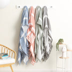 Renee Taylor Throw Vinatge washed Textured Cotton Ray Striped Pistachio