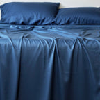 Linen Home Blue Solid bed sheet set