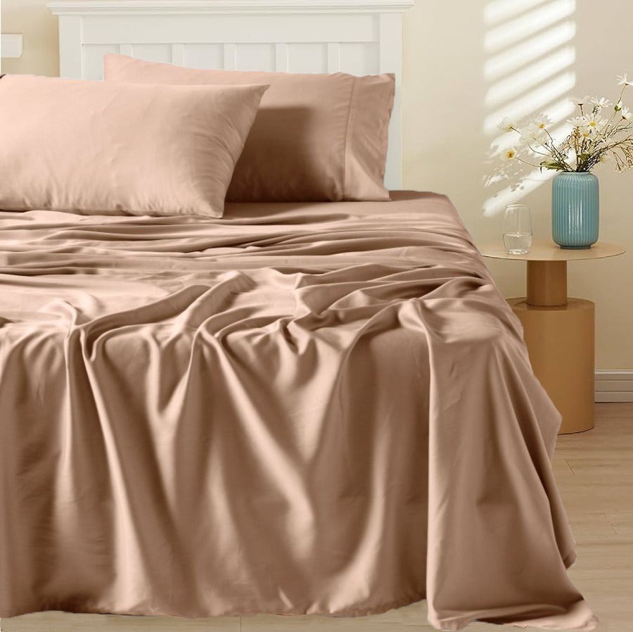 Linen Home Brown solid bedsheet set