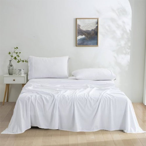 Linen Home White Solid bedsheet set