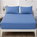 Linen Home Solid Fitted Sheet Set - Blue