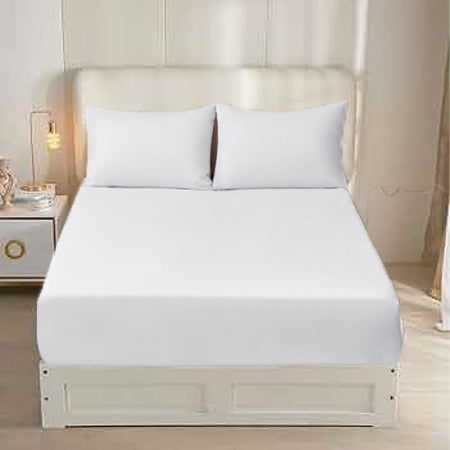 Linen Home Solid Fitted Sheet Set - White