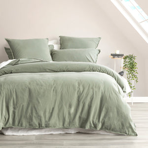 Park Avenue European Vintage washed Quilt Cover set Fern