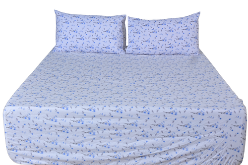 Azure Sprig Pure Cotton Fitted Sheet Combo