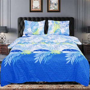 Quilt Cover - Blue Big Leave