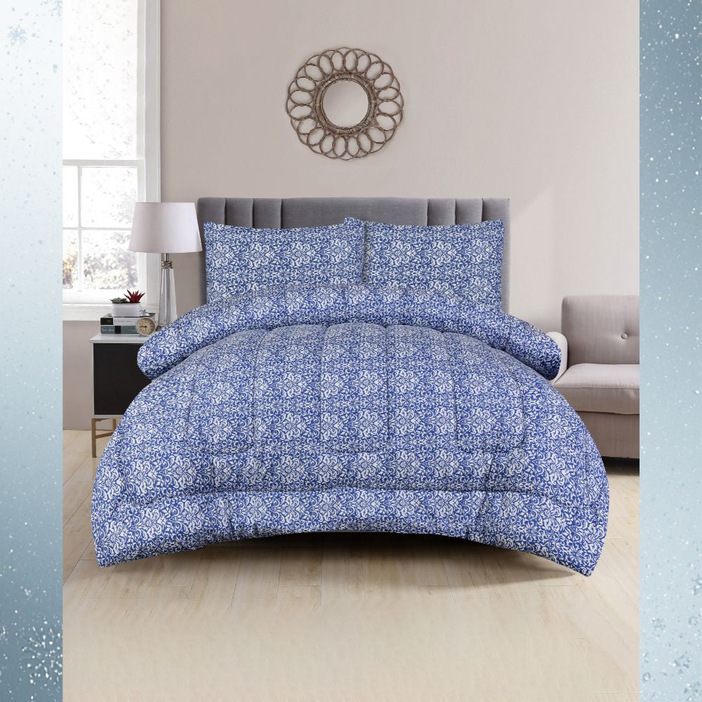 ICF Blue Maison Hina King Size Comforter Set