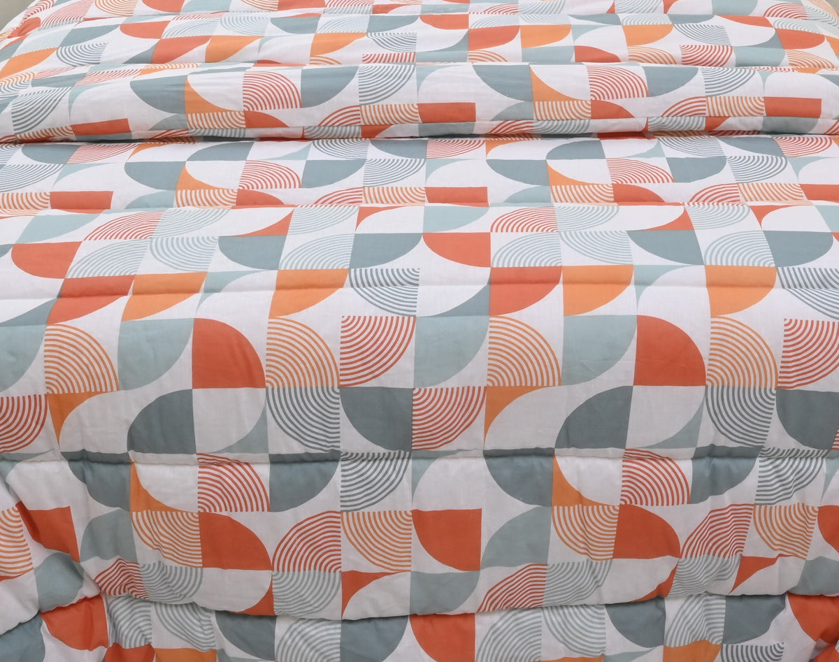 Comforter Set - Orange & Grey