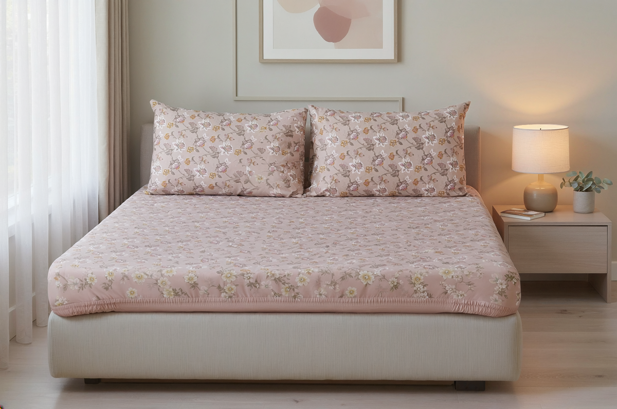 Downton Floral Pure Cotton Fitted Bed Sheet Combo
