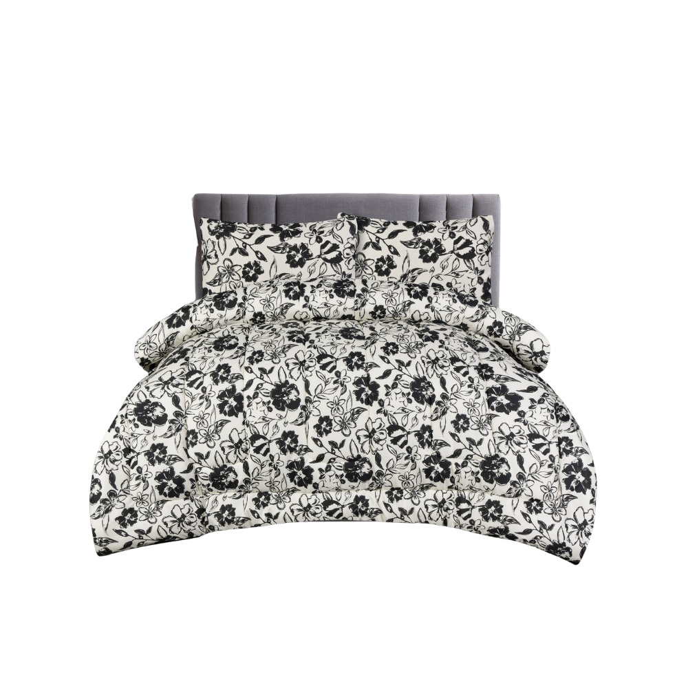 ICF Noir Flore King Size Comforter Set