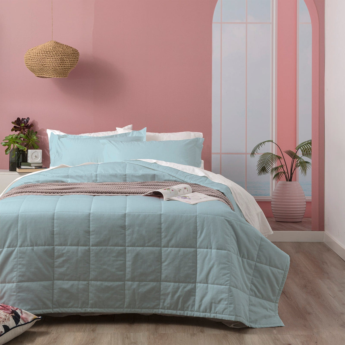 Ddecor Home Sofia Comforter sets Cotton Jacquard Sky